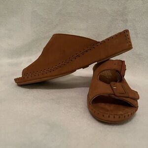 La Plume Italy Leather Comfort Sandals Brown Buckle Slides EU 40 US 9.5